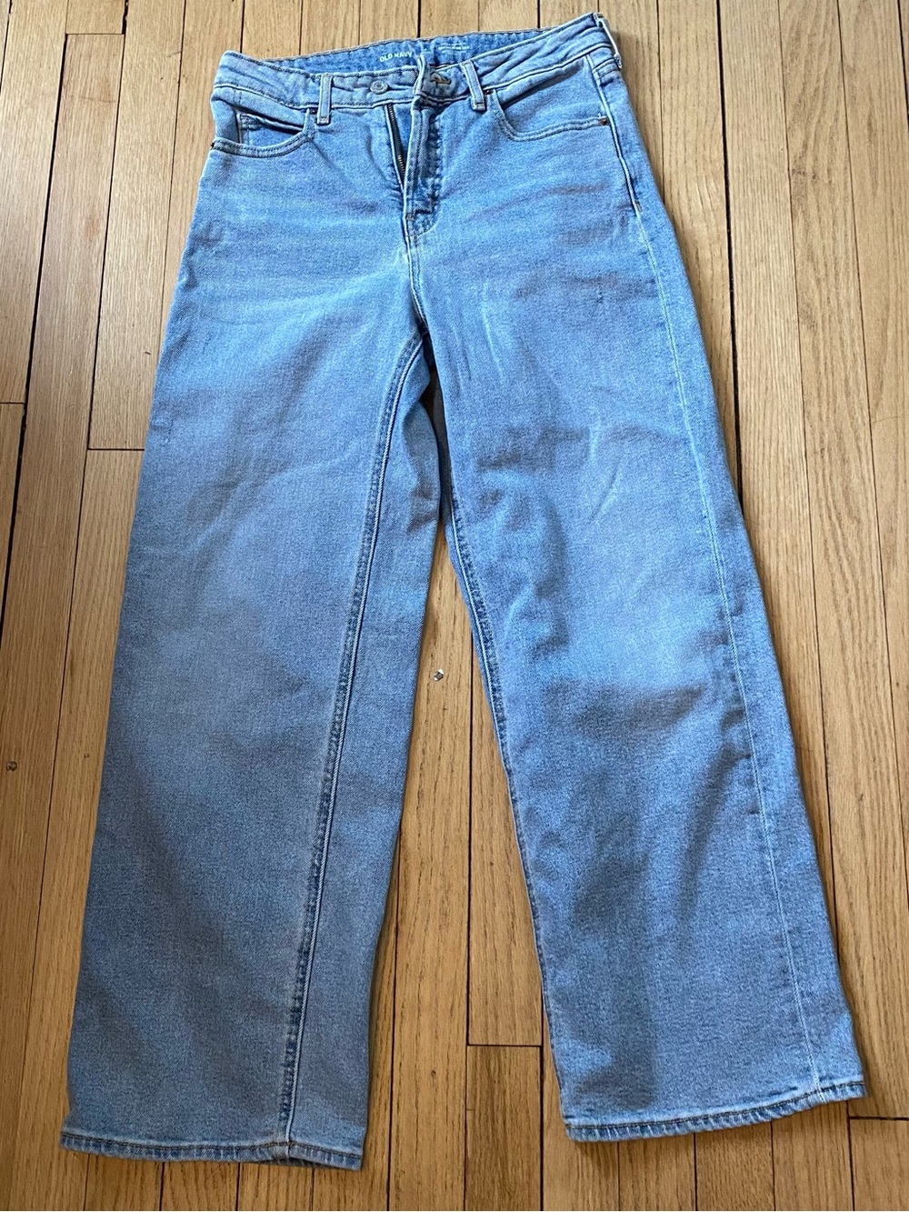 Old Navy Jeans Women’s 4 P Light Wash Extra High Rise Sky Hi Wide Leg Blue Denim